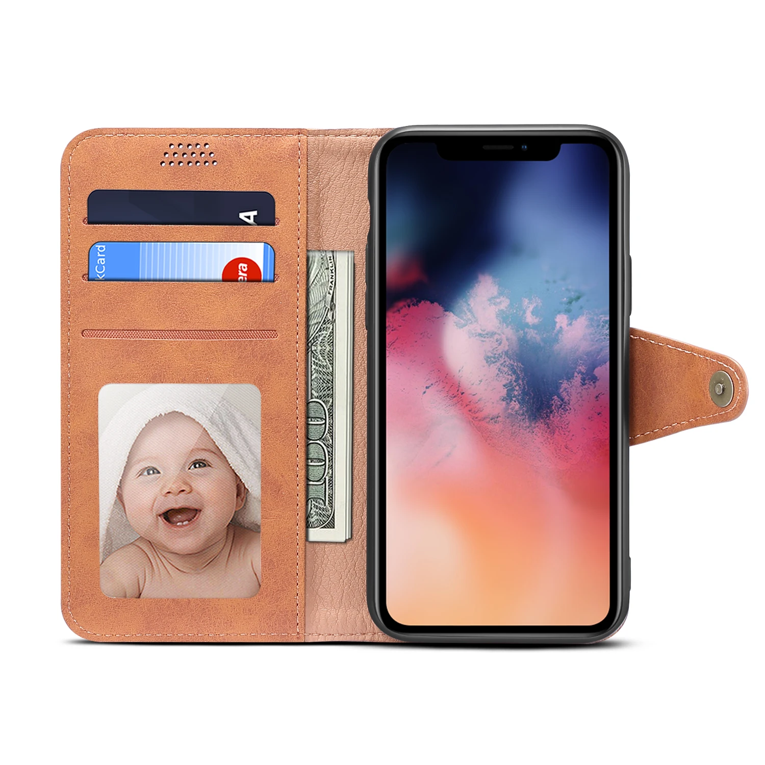 Leather Phone Case For Apple Iphone 14 13 12 11 Pro Max Xr Xs Max 7 8 Plus Se Se3 With Retro Wallet Cards Holder Luxury Cover