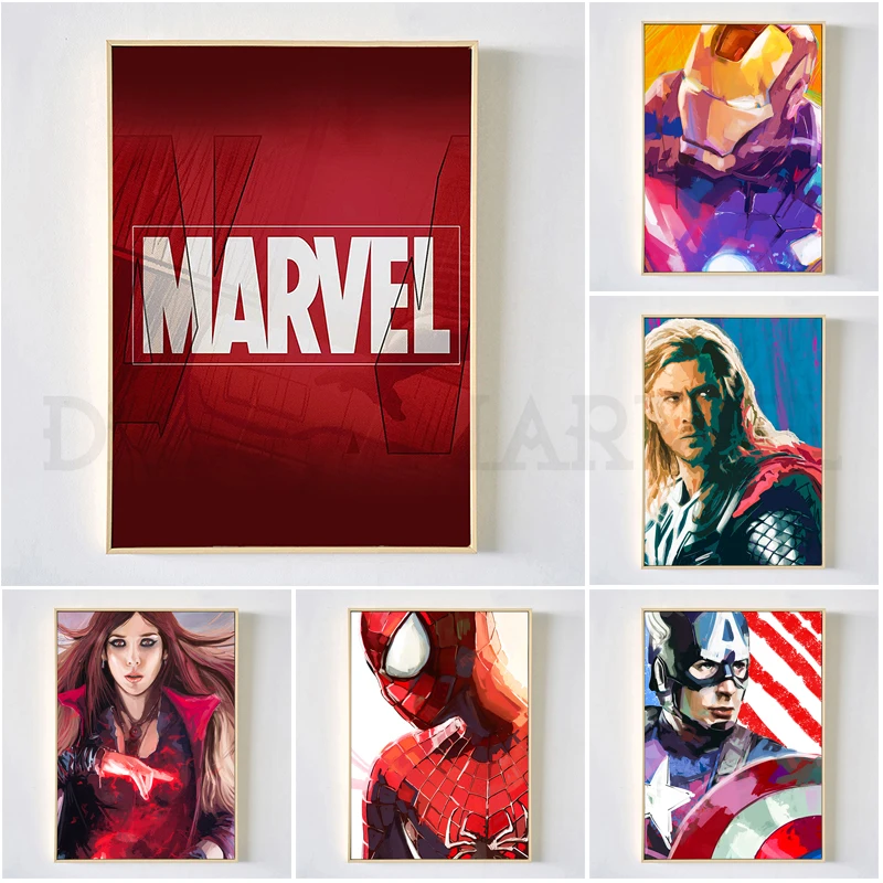

Spiderman Hulk Canvas Painting Marvel Canvas Wall Art Captain America Posters and Prints Avengers Print Picture for Home Decor