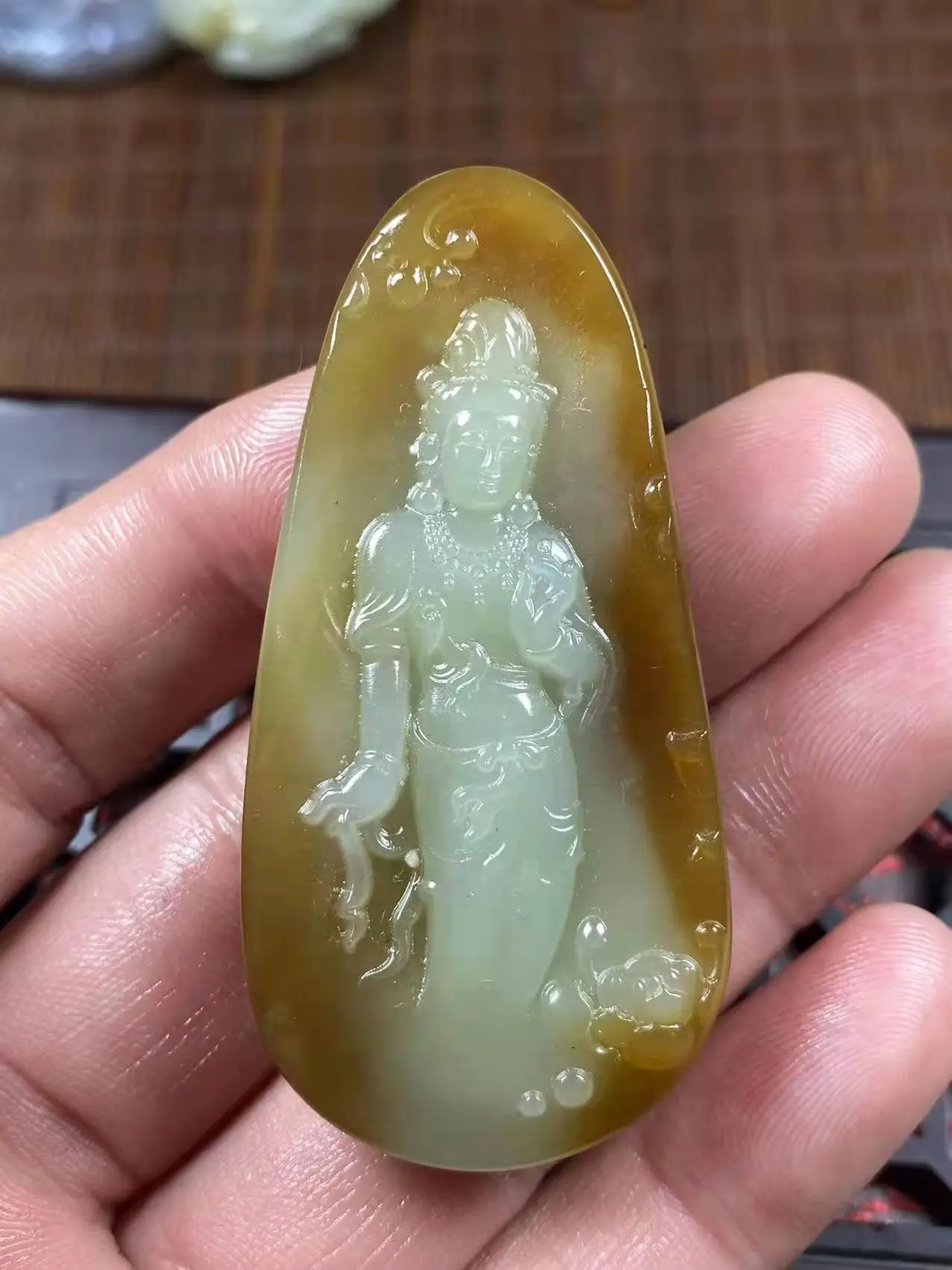 

Natural hetian jade A HandCarved jade Buddha guan yin jadeite jade necklace pendant jade necklaces jewelry woman