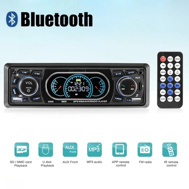 

Автомагнитола 1 Din, Bluetooth, автомобильный стерео MP3-плеер, USB/FM-приемник с беспроводным пультом дистанционного управления, 60 Вт * 4