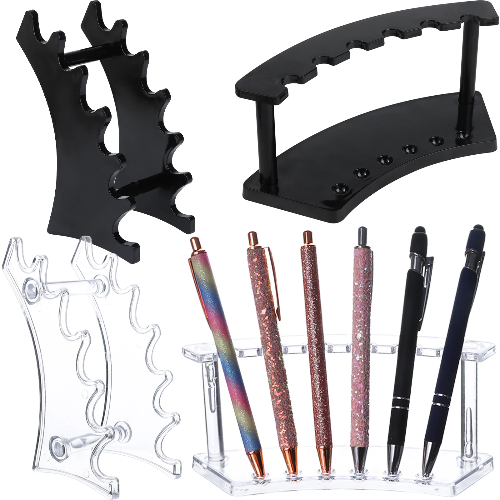 

Pen Holder Stand 6-Slot Pen Rack Organizer Vertical and Horizontal Pen Display