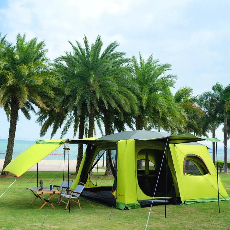 

5-8 person Outdoor Camping Speed Open Tent Rainstorm-proof Two Room Two Hall Tent Sun Protection Sunscreen Family Tent