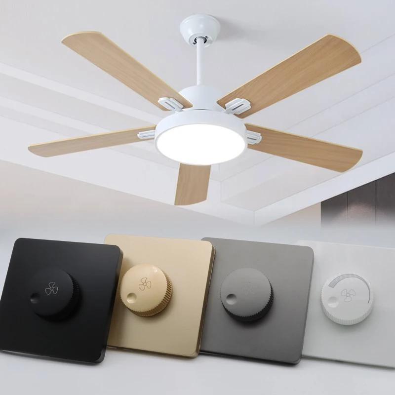 

220V Universal Adjustment Ceiling Fan Speed Control Switch Wall Button Dimmer Switch Stepless Speed Fan Speed Adjuster A0NC