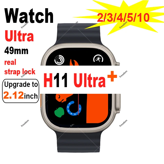 

2023 Watch Ultra Series 8 H11 Ultra Plus Smart Watch Men 49mm 2.12inch Dail Call 173 Sport Modes Strap Lock for Android IOS