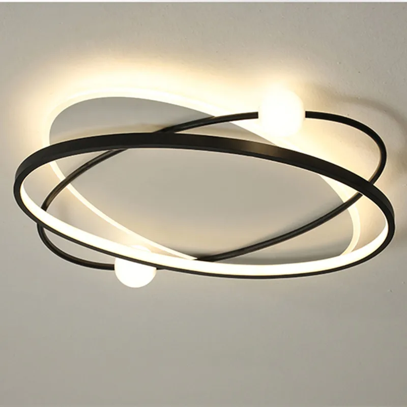 New Modern Style Led Chandelier For Bedroom Living Room Kitchen Study Ceiling Lamp Gold Ring Round Design Remote Control Light