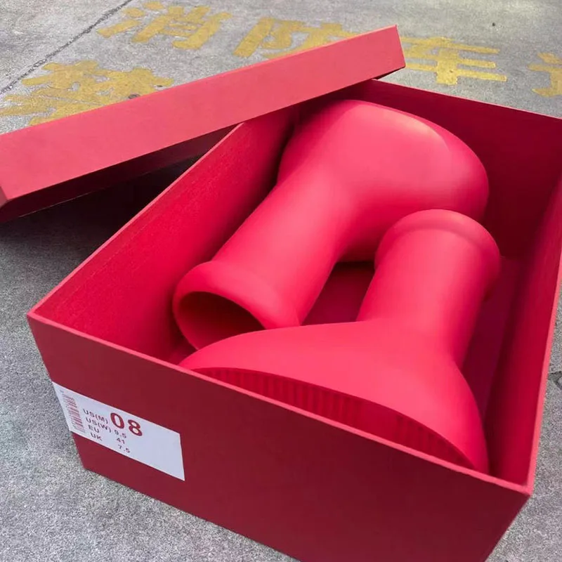 Женские ботинки с высокой подошвой красные резиновой большие размеры - купить по