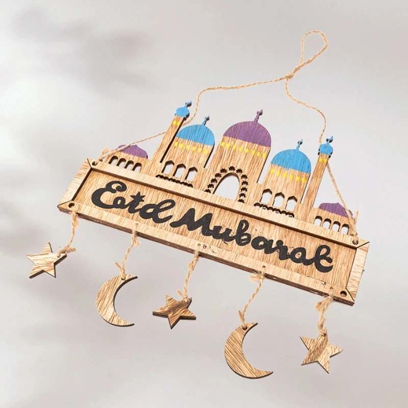 

2023 Eid Mubarak украшения на Рамадан для дома, Исламская мусульманская луна, деревянная подвеска, звезда, вечерние Декор Рамадан, кареем, Eid Al Adha, по...
