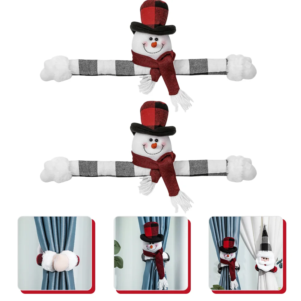 

Curtain Christmas Window Buckle Tiebacks Snowman Gnome Holder Ornamentxmas Topper Plush Ornaments Tree Claus Santa Decoration