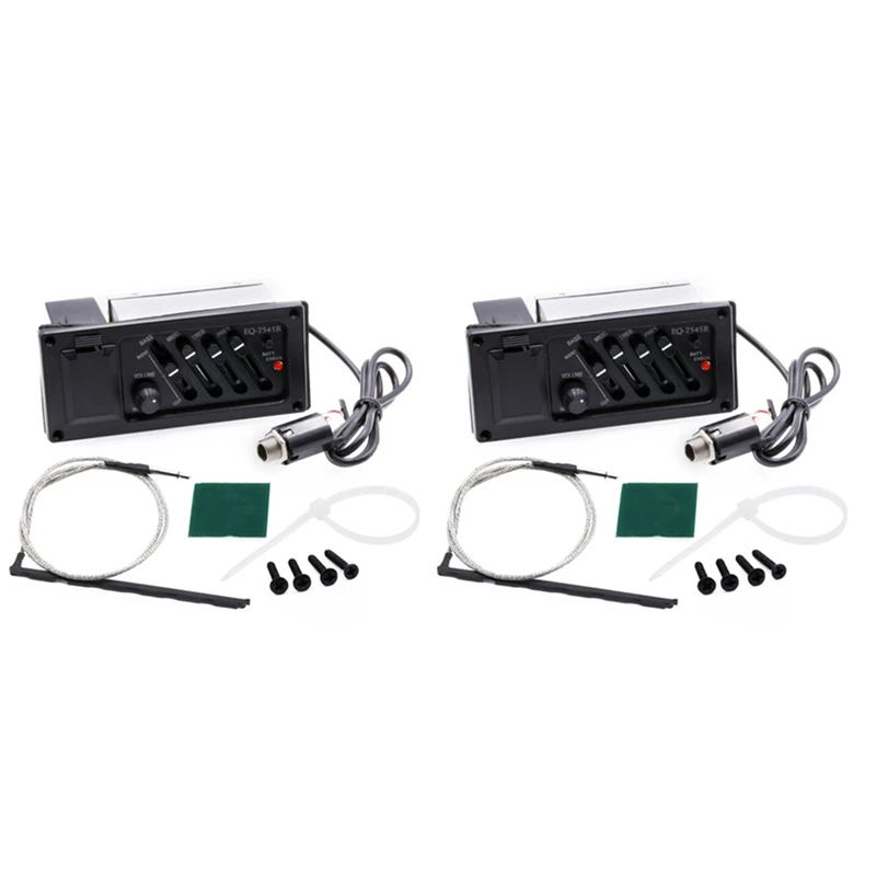 

2X 4-Band EQ Equalizer Piezo Pickup For EQ-7545R Pre-Amp Acoustic Guitar Preamp Amplifier Tuner