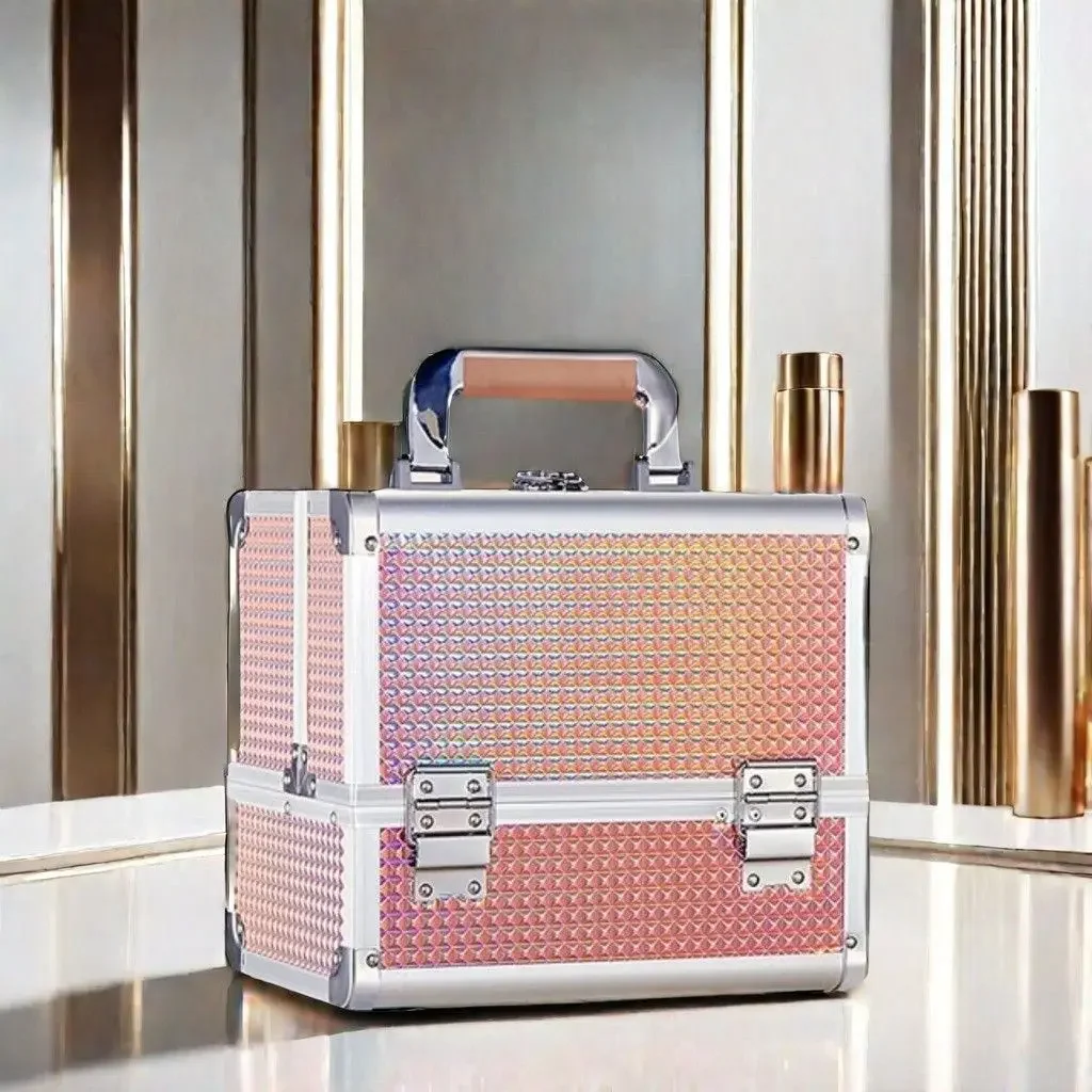 2024 Professional Makeup Box Aluminum Alloy Make Up Organizer Women Cosmetic Case with Mirror Travel Large Capacity Suitcase Bag