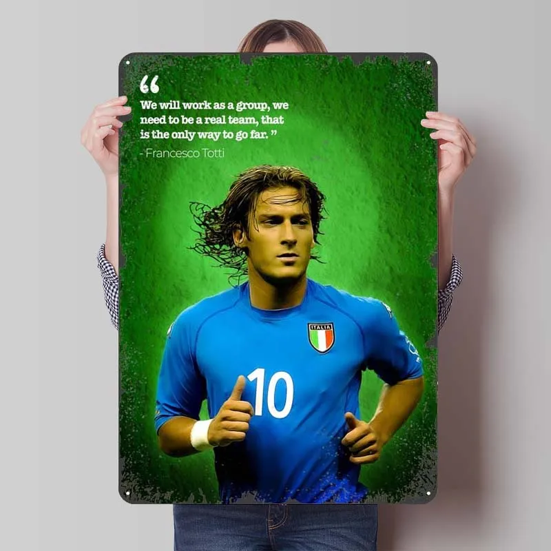 Francesco Totti Италия Спортивный Металлический Плакат Новый Декор Металлические