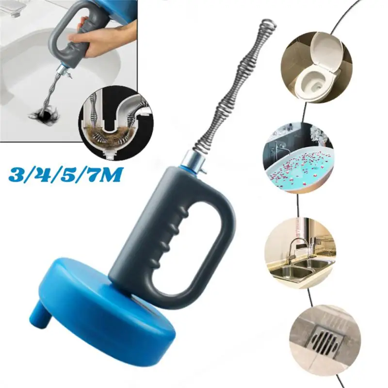 3/4/5/7M Manual Toilet Pipeline Dredging Sewer Cleaning Sink Clog Remover Drain Pipe Blockage Plumbing Tools Bathroom Accessory