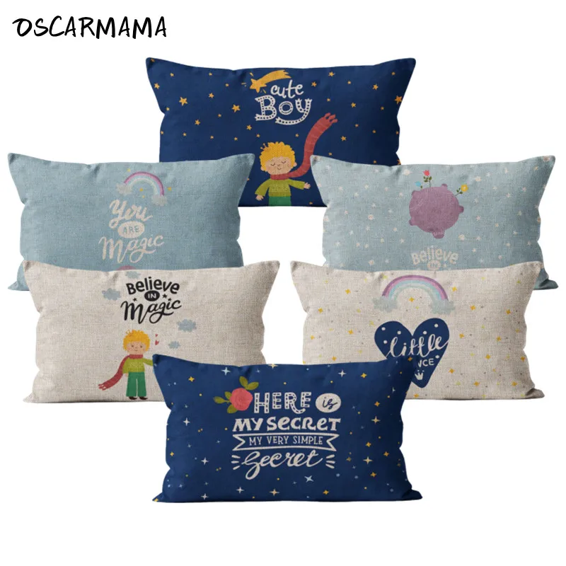 Navy Blue  Little Prince Kids Children Bedroom Throw Cushion Cover 3050 Top Office Chair Decoration Pillow Case Cute Long Size