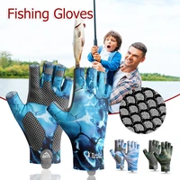 fishing gloves ice silk breathable sun protection gloves anti slip half finger gloves for men women fishing boating kayaking