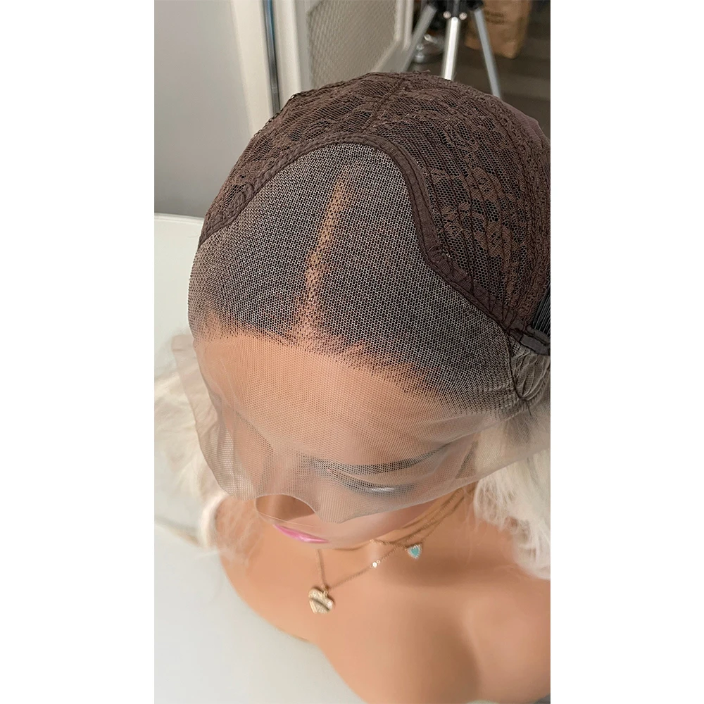 Парик Холодный блонд 13x 3 на сетке спереди термобезопасный Синтетический Белый