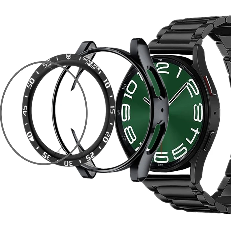 

3pcs For Samsung Galaxy Watch 6 4 Classic 42mm 46mm 43mm 47mm Case+Tempred Glass+Bezel Ring Protective Frame Galaxy Watch 5 Pro