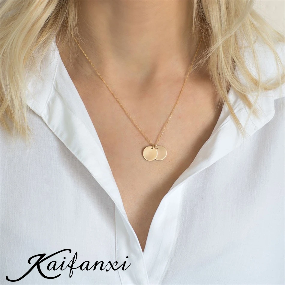 

Kaifanxi Women's Gold Necklace Stainless Steel Minimalist Round Pendant Jewelry Brand