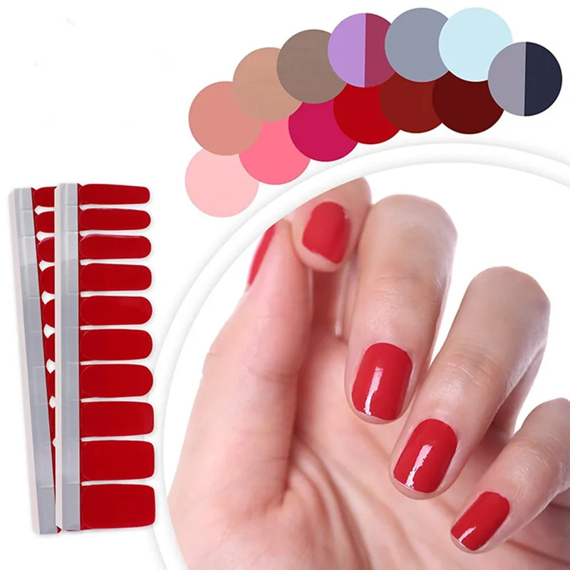 22 Colors Pure Colors Full Cover Self Adhesive Stickers Polish Foils Tips Wrap Solid Color Nail Manicure Gifts for Women Girl
