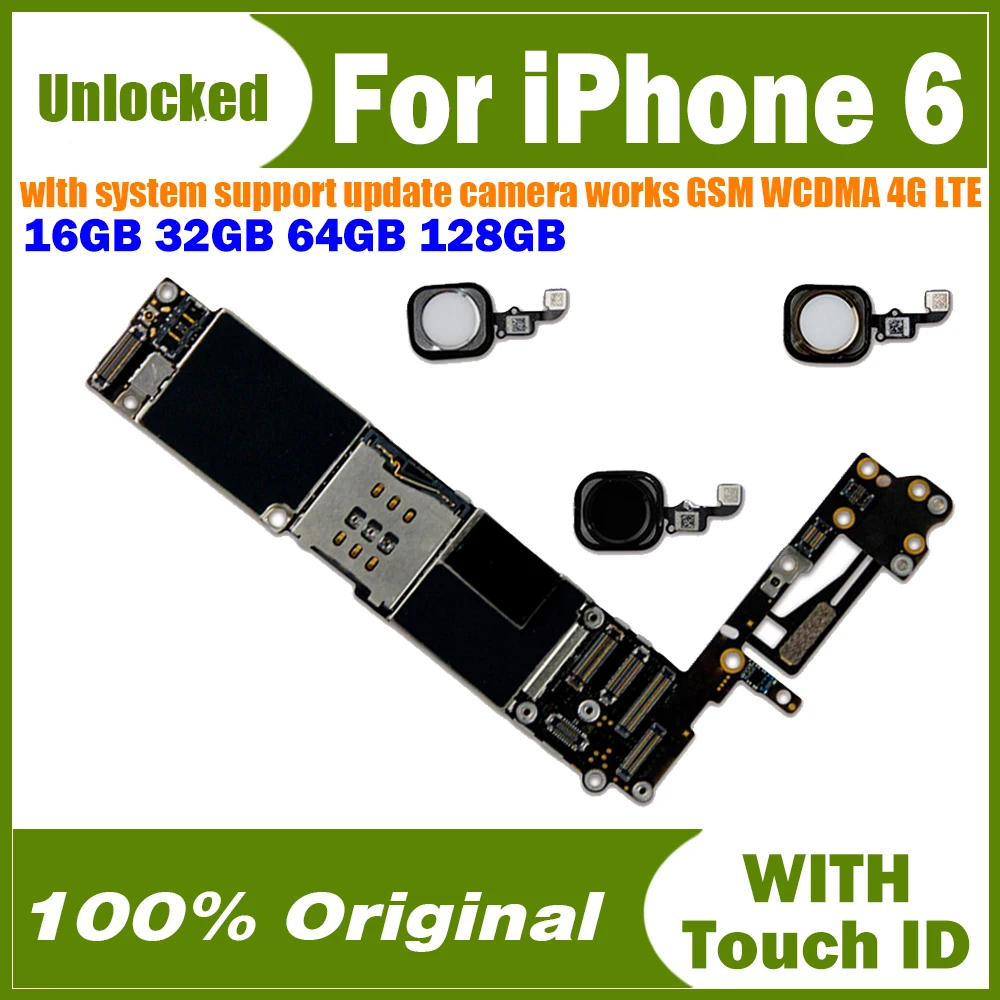 Оригинальная материнская плата для iphone 6 iphone6 с/без Touch ID чистая iCloud IOS и полная