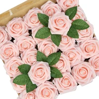 25pcsbox 8cm artificial flowers pe foam fake rose with stem diy wedding bouquet bridal shower home party baby shower decoration