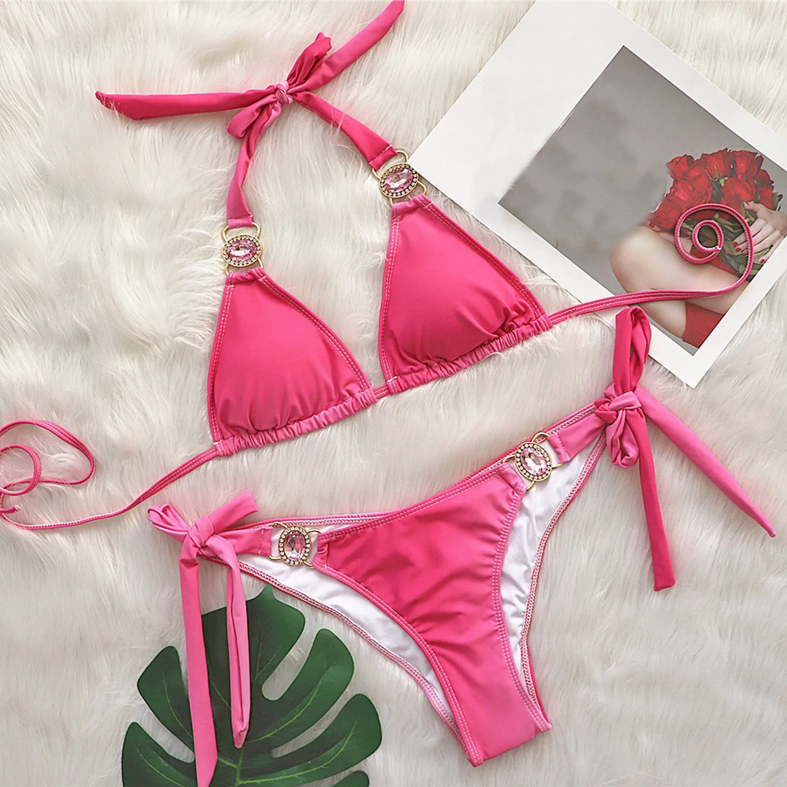 Женский модный бриллиантовый бандо женский сексуальный комплект бикини