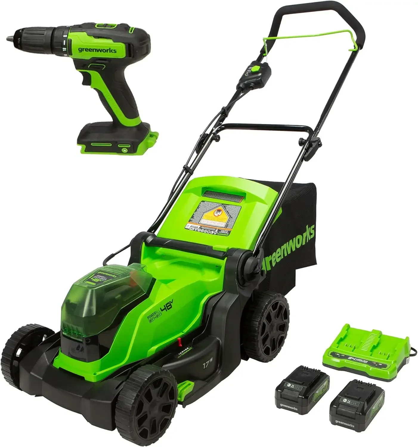 Бесщеточная аккумуляторная газонокосилка Greenworks 48 В (2 x 24 В) 17 дюймов +