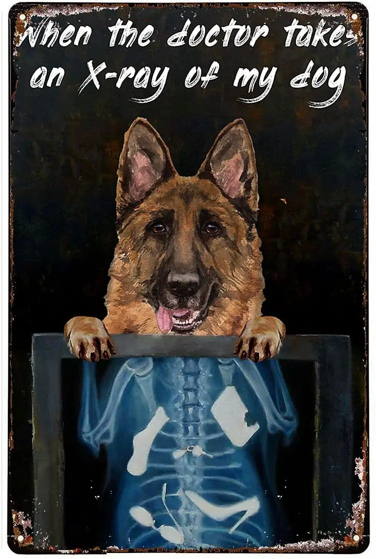 

Super Durable Vintage Tin Sign Takes an X-ray of German Shepherd.jpg Metal Tin Sign Signage Decoration Farm Farmhouse