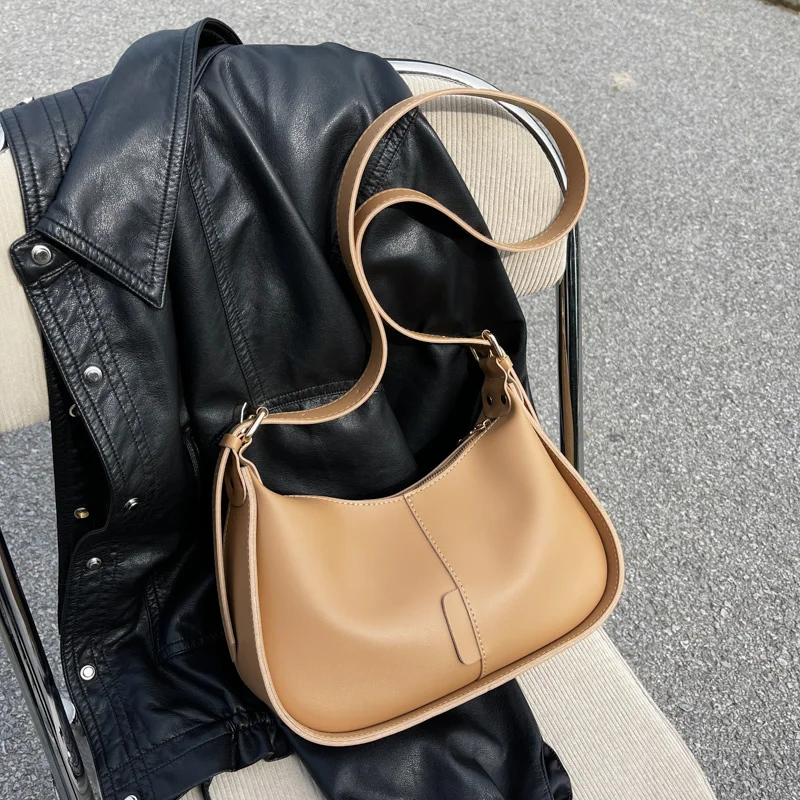 

Crossbody Leather Bags For Women Minimalist Casual Female Shoulder Bag Fashion Solid Color Daily Use Small Simple Tote