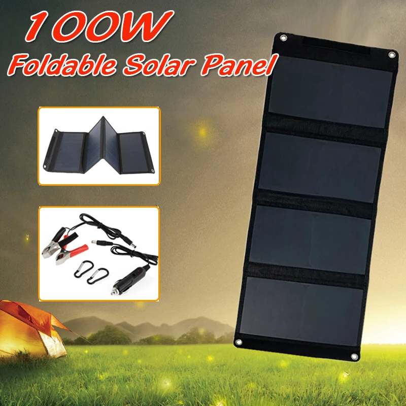 100W Foldable Solar Panel Fast Charging Monocrystalline System Sunpower Camping Mobile Power Battery Charger |