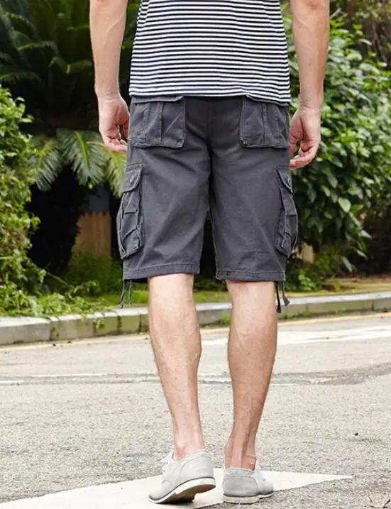Men's Cargo Shorts Baggy Summer Multi Pocket Male Army Military Tactical Shorts Breeches Size 29-44 No Belt