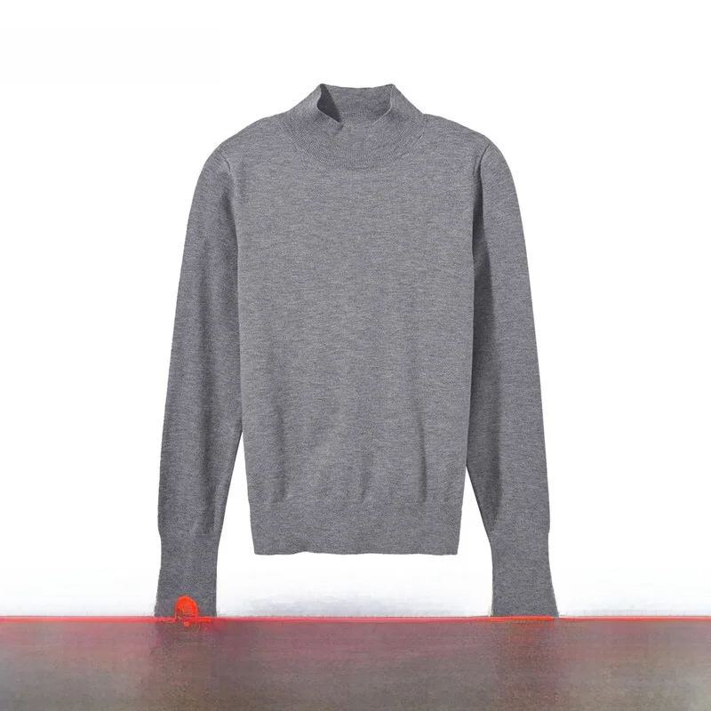 Hot Air 2024 новые зимние женские простые вязаные универсальные рубашки с полувысоким