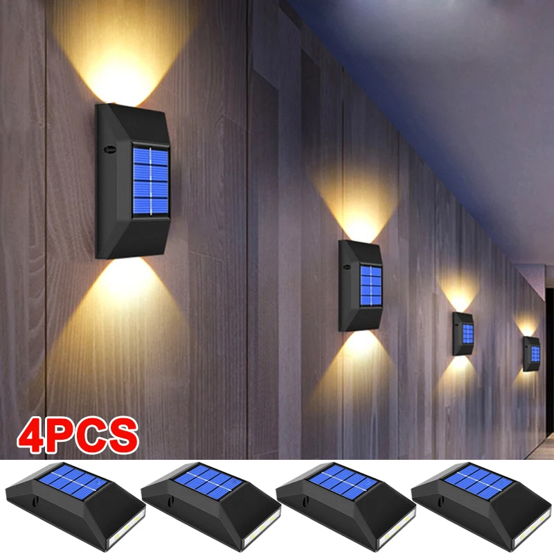 

Наружные солнечные настенные светильники, 4 шт., светодиодные водонепроницаемые светящиеся лампы