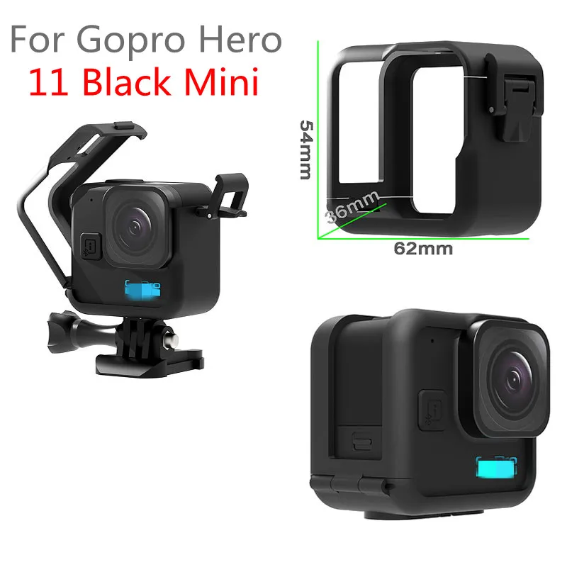 

Защитная рамка для GoPro Hero 11, черный мини-чехол с кроликом из АБС-пластика, крышка для объектива, боковая крышка аккумулятора, аксессуары для а...