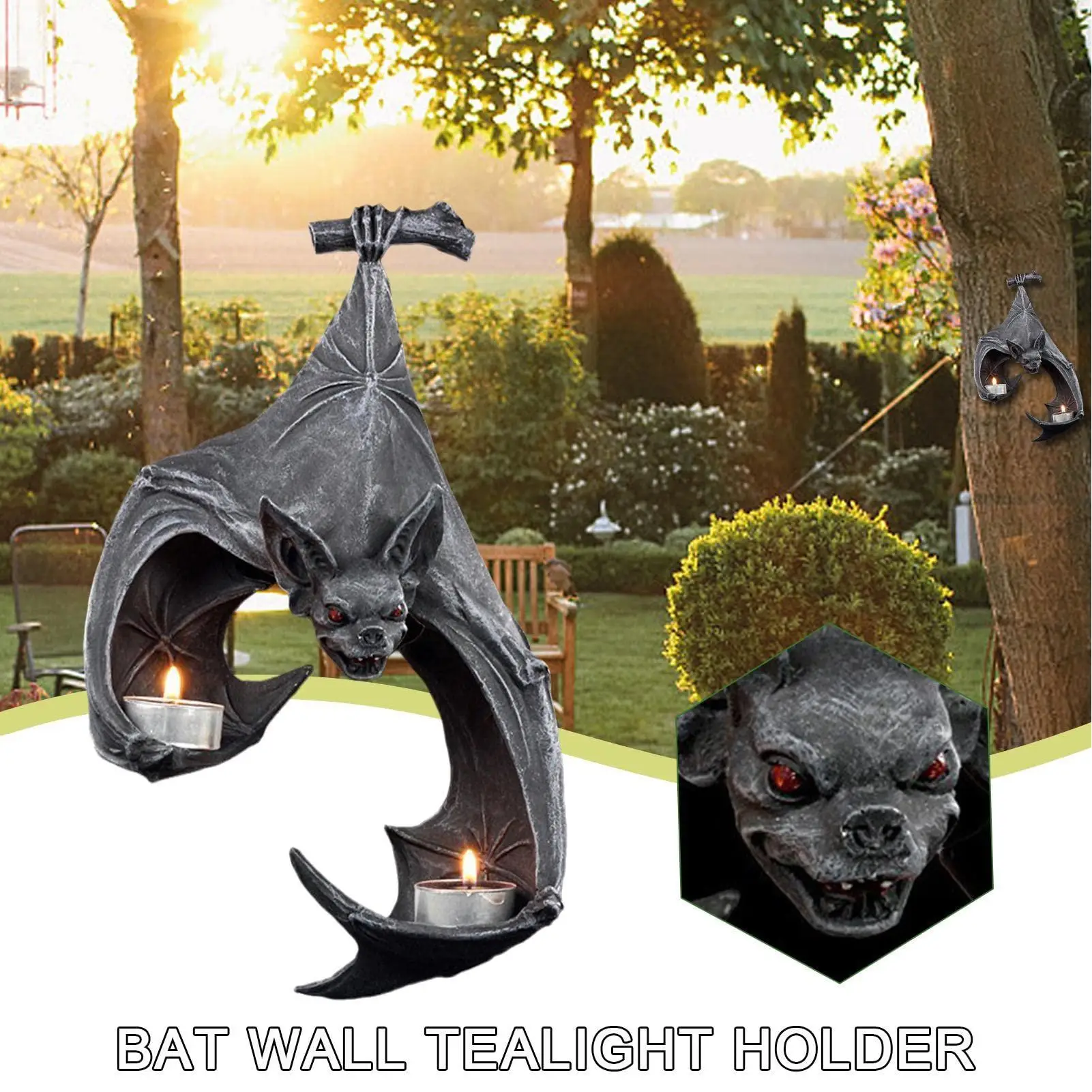 

Bat Wall Tealight Holder | Black Resin Gothic Candles Holders | Unique Delicate Wall Sconce Decor Candles Stand Home Acc