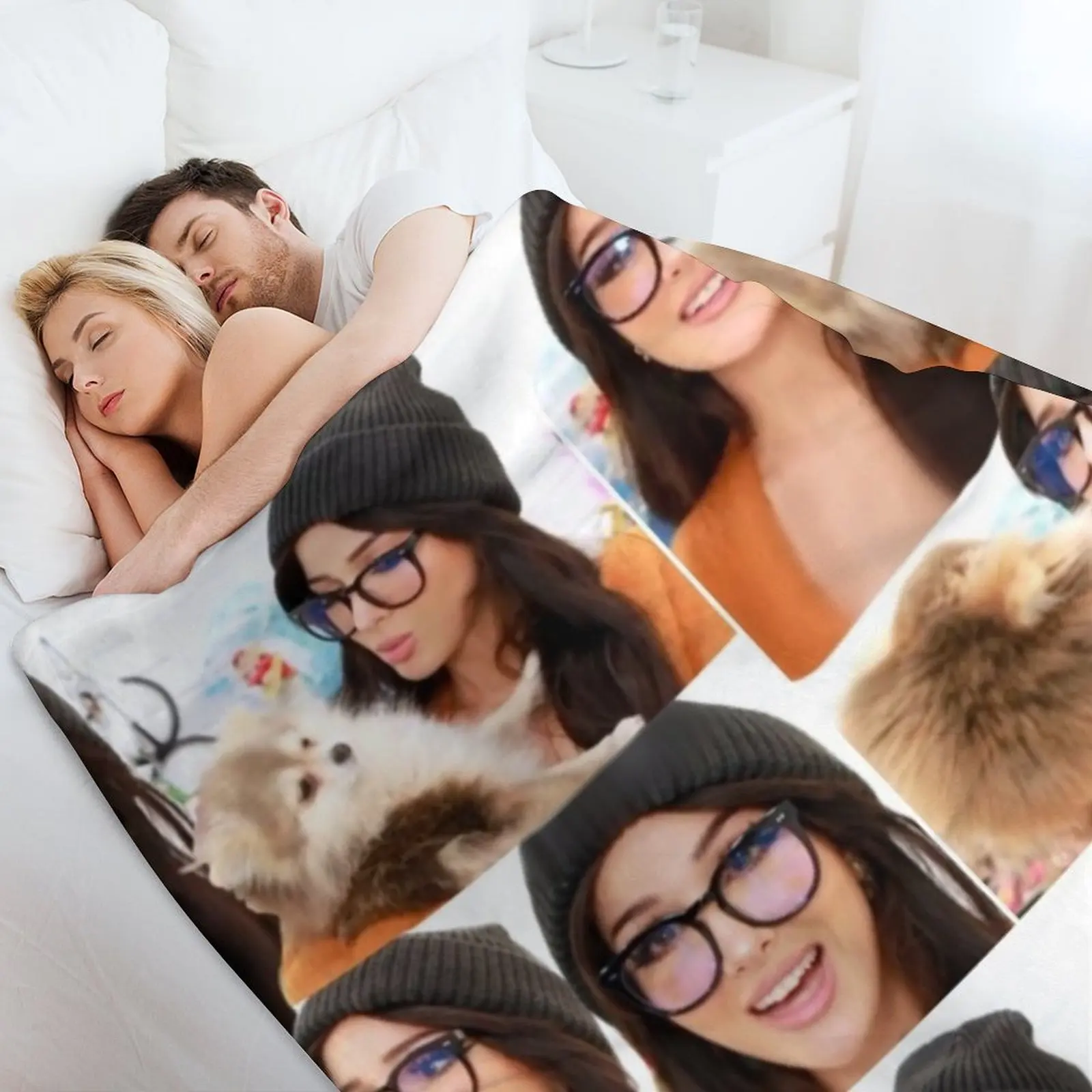 Фото Sssniperwolf уютный коллаж пледы одеяло сон аниме волосатые декоративные одеяла для кроватей №4