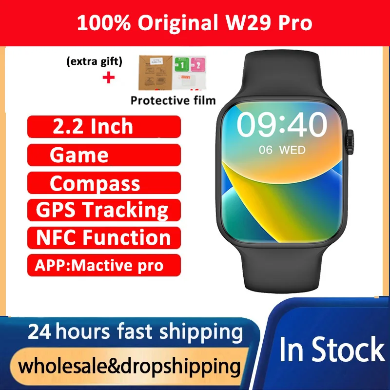 

Microwear W29 Pro Smart Watch Men NFC Game Compass GPS Tracker Dynamic Island Bluetooth Call Iwo Long Light Smartwatch Series 9