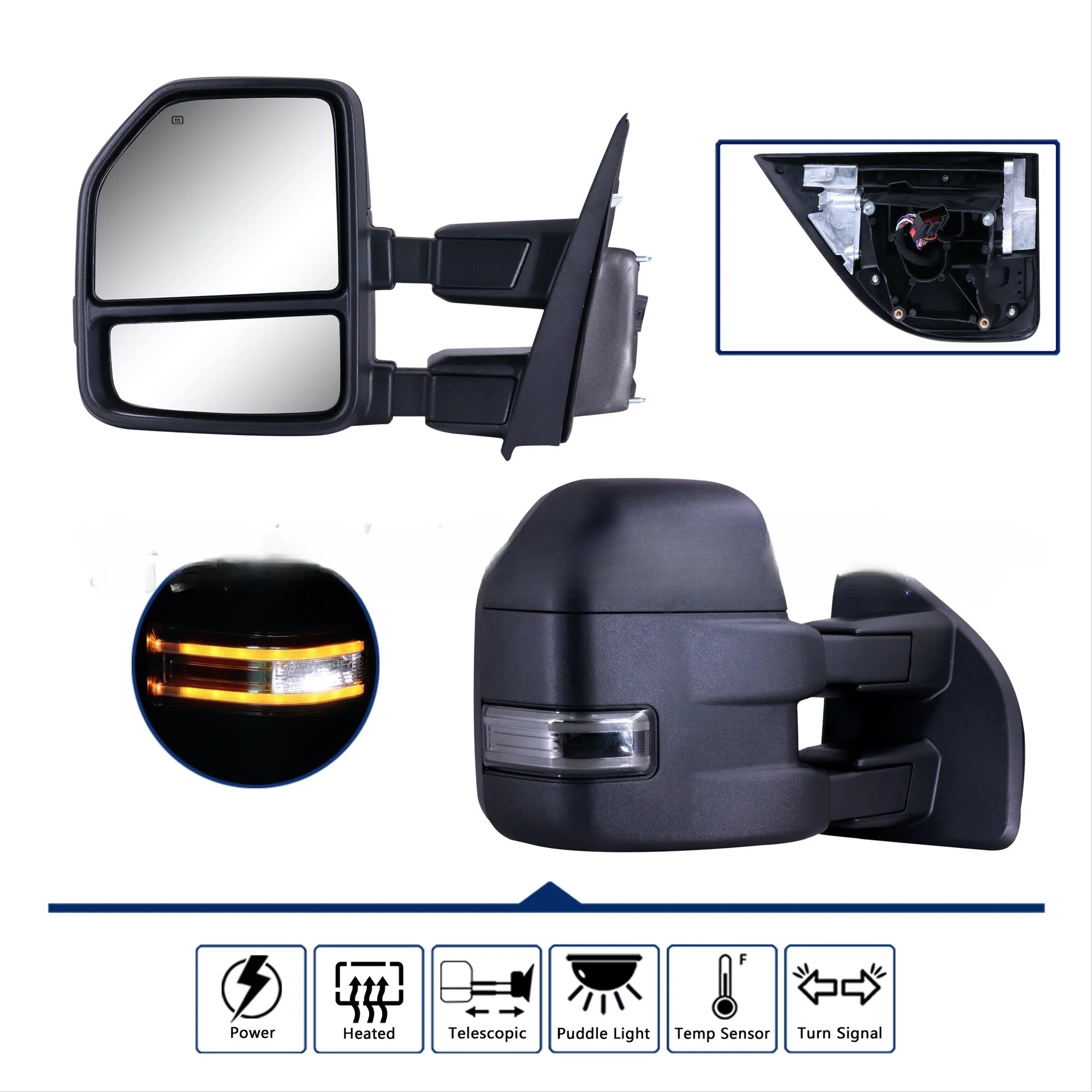 

For 2015-2019 Ford F150 Electric Heated Rearview Mirror 7212B-15-ESH-SP