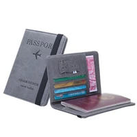 women men vintage business passport covers multi function id bank card holder tri fold pu leather wallet case travel accessories