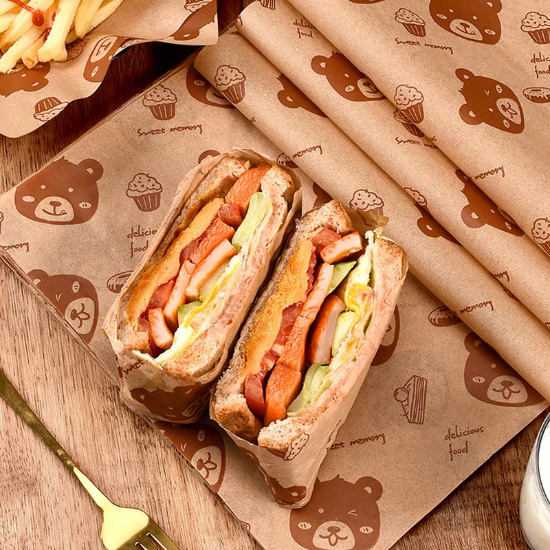 100 шт. упаковочная бумага для сэндвичей пищевая без песфенола маслостойкая хлеб