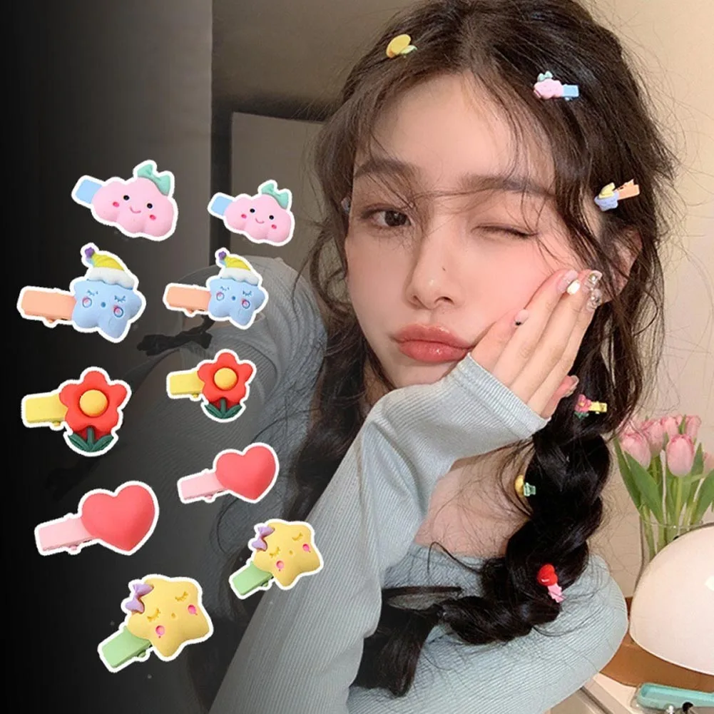 

10Pcs/Set Kids Cute Hair Accessorices New Korean Children Hairclips Sweet Color Hot Sale Girls Hairdresses For Gifts Hairpins