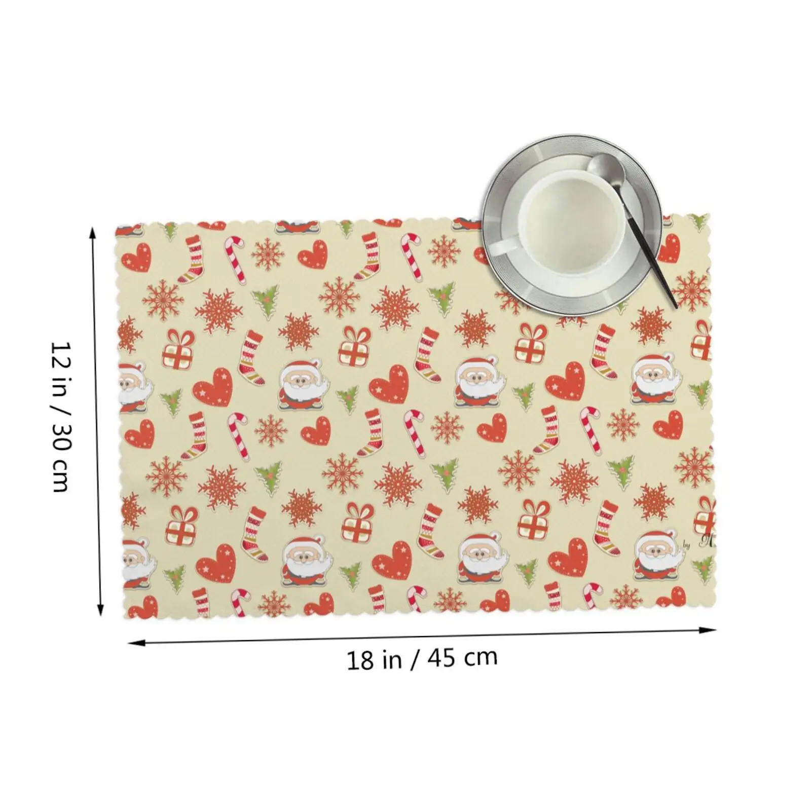 

Snowflakes Christmas Gift Set of 4 Placemat for Dining Table Polyester Single Side Printed 12x18 Inch Strong Heat Resistance