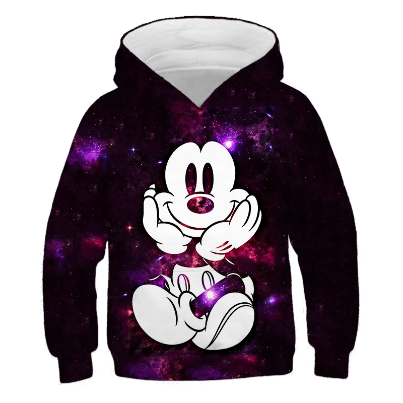 

Boys' Mickey Mouse Black Sweatshirt Autumn Clothes Children Spring Cartoon Hoodies Casual Tops Girls Outdoor Clothes 3-14Years