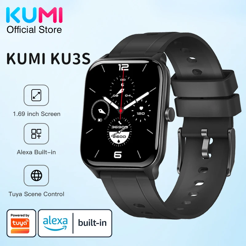 KUMI KU3S Alexa Smart Watch Tuya Call Sport Fitness Heart Rate Blood Pressure Sleep Monitor IP68 Waterproof Women Smartwatch