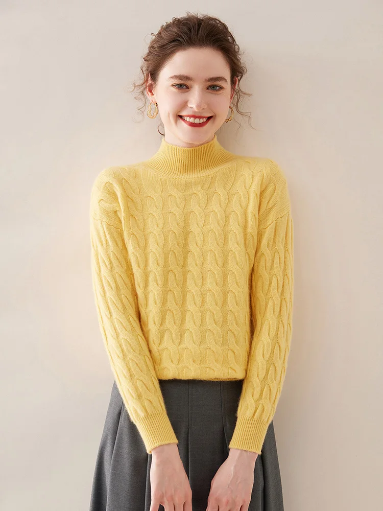 100% кашемировая вязаная одежда женский зимний свитер винтажный стиль базовый