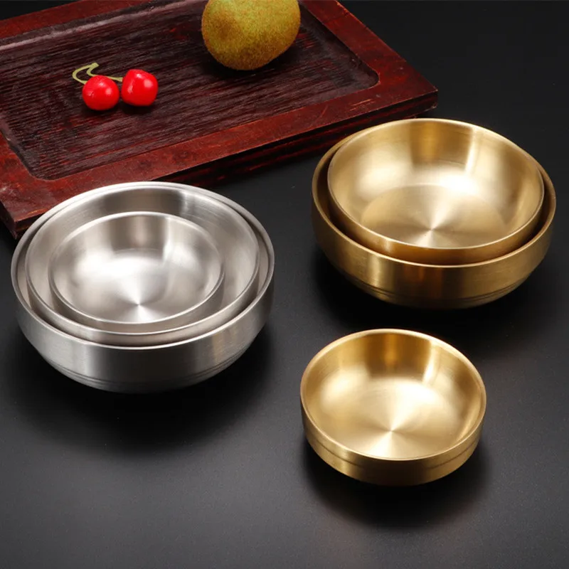 

Stainless Steel Rice Bowl Korean Fruit Salad Noodle Food Plate Tableware Kitchen Seasoning Sauce Dish Kimchi Snack Container
