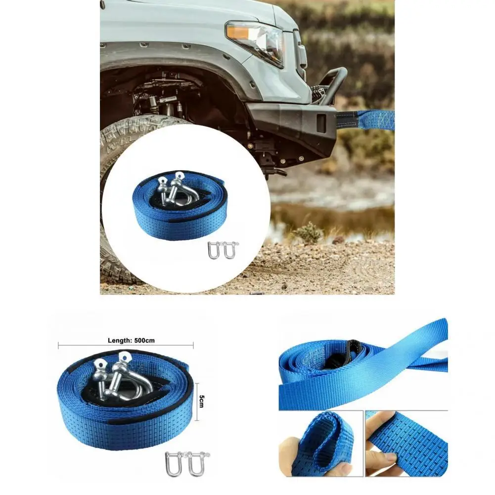 

5M Tow Belt Anti-skid Lightweight Good Stitching Emergency Recovery Tow Rope with Hooks Tow Rope for SUV