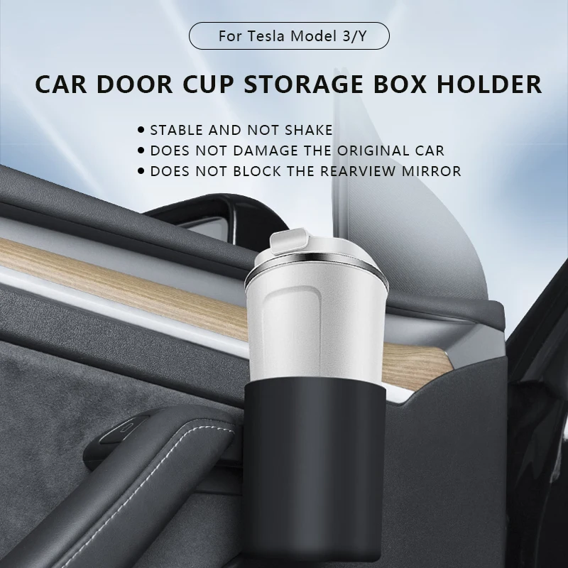 

Car Door Cup Holder For Tesla Model 3 Y Special Door Cup Storage Box Rack For Model 3 Model Y Car Door Cup Stand