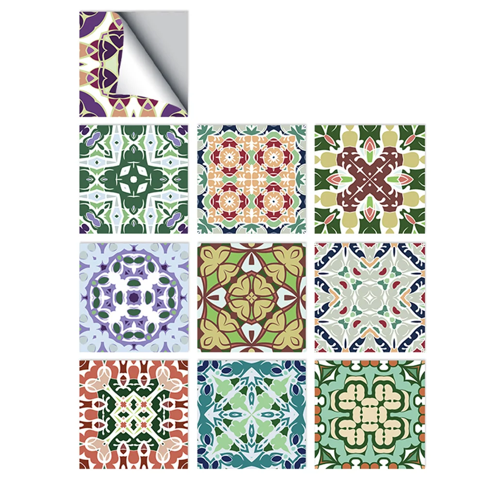 

10 Pcs Wall Sticker Paste Decals Kitchen Backsplash Wallpaper Peel Tile Trendy Decor Household Home Pvc Decoration