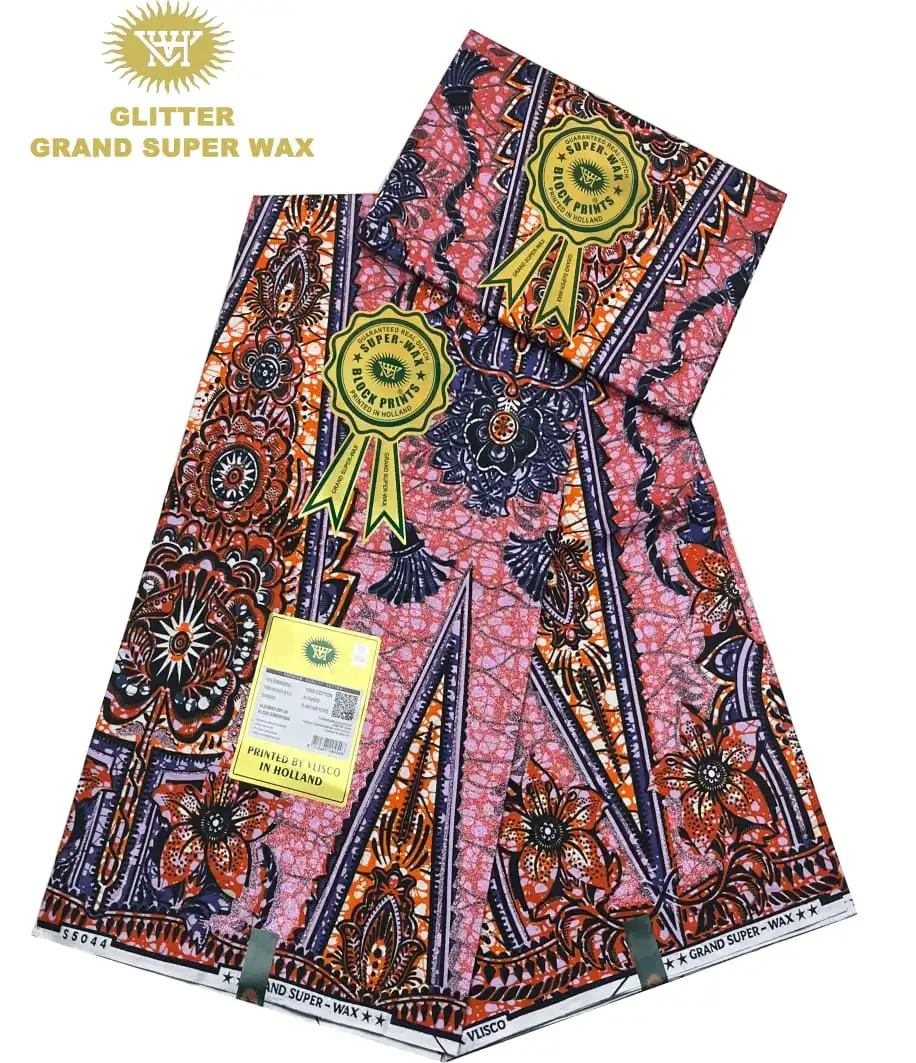 

2022 African Grand Wax Fabric Ankara Glitter Batik Pagne Loincloth Stuff Golden 100 Cotton New For Sew Wedding Diner Dress 6yard