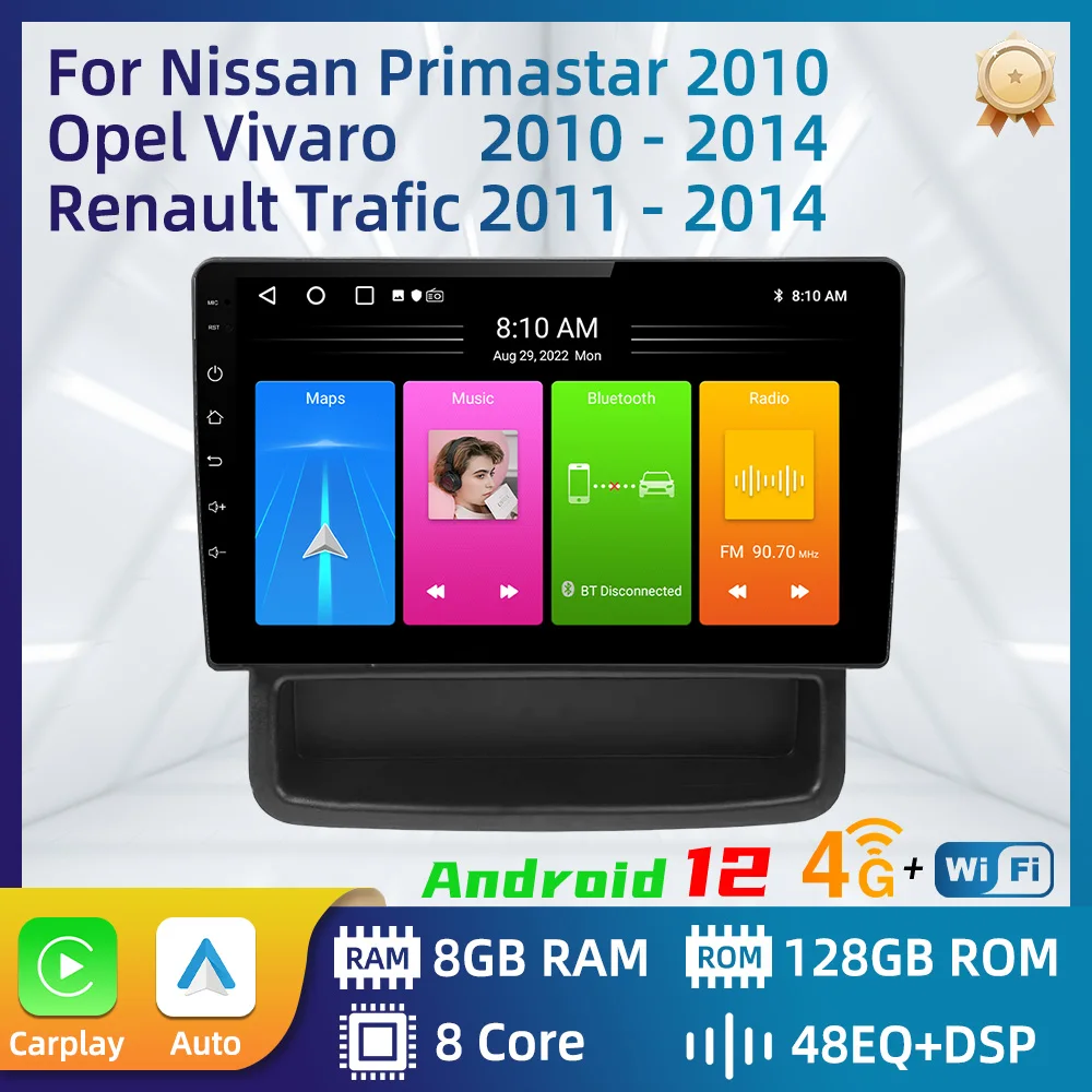 Автомагнитола на Android для Nissan Primastar Opel Vivaro Renault Trafic 2010-2014 2 Din мультимедиа FM